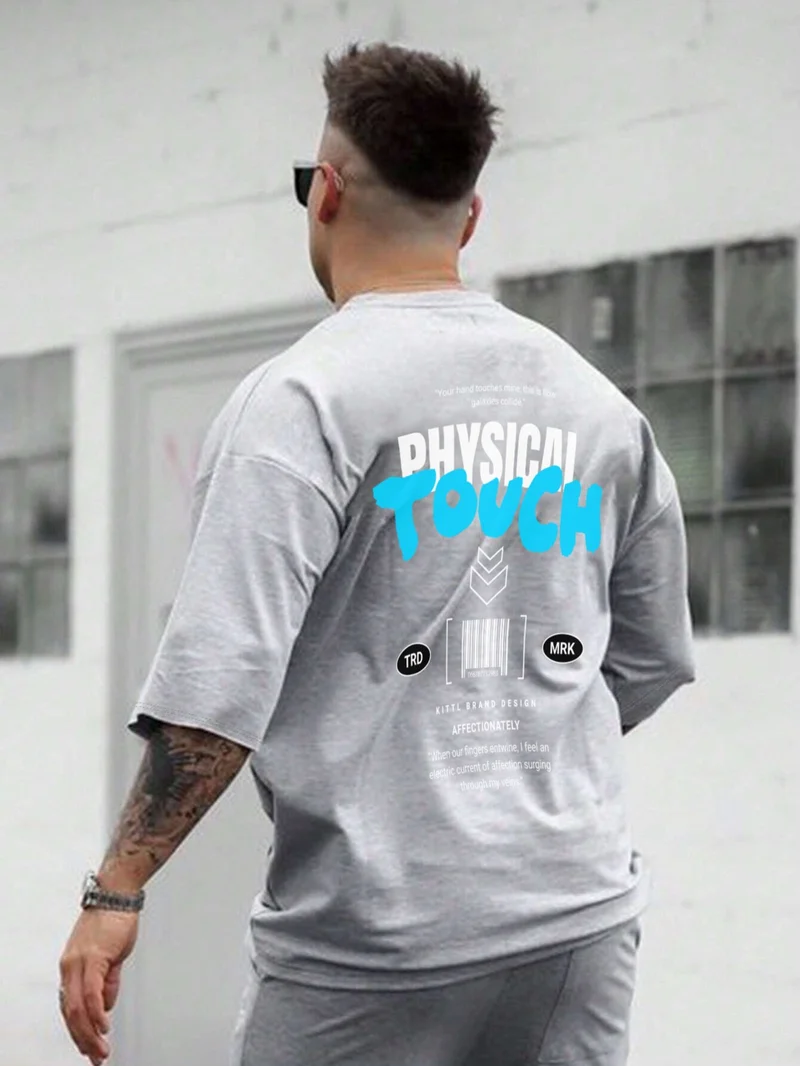 دوغ فش Oversize Printed Gray Color Casual T-Shirt 100% Cotton