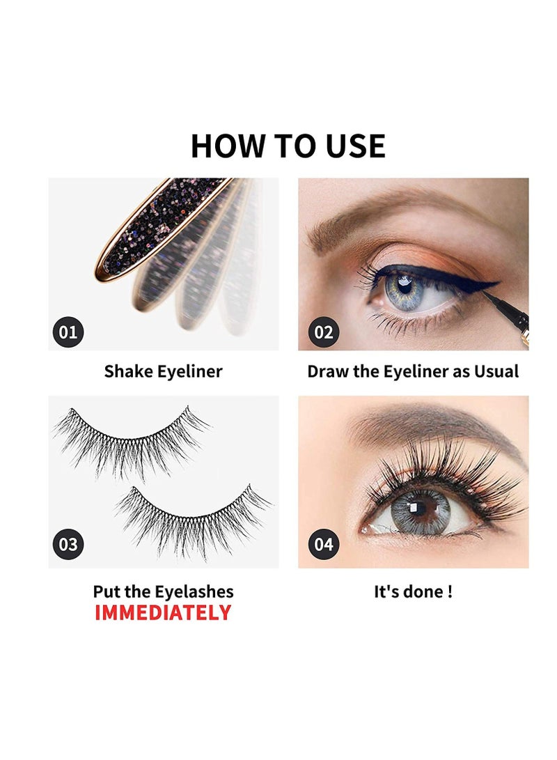 Generic 2PCS Eyelash Glue Pen Lash Glue Pen Upgraded Selfadhesive Eyeliner Pencil No Glue No Magnetic Liquid Eyeliner Pen Eye Liner for Eye Makeup and Wear Normal False Eyelashes BlackClear  - Image 2