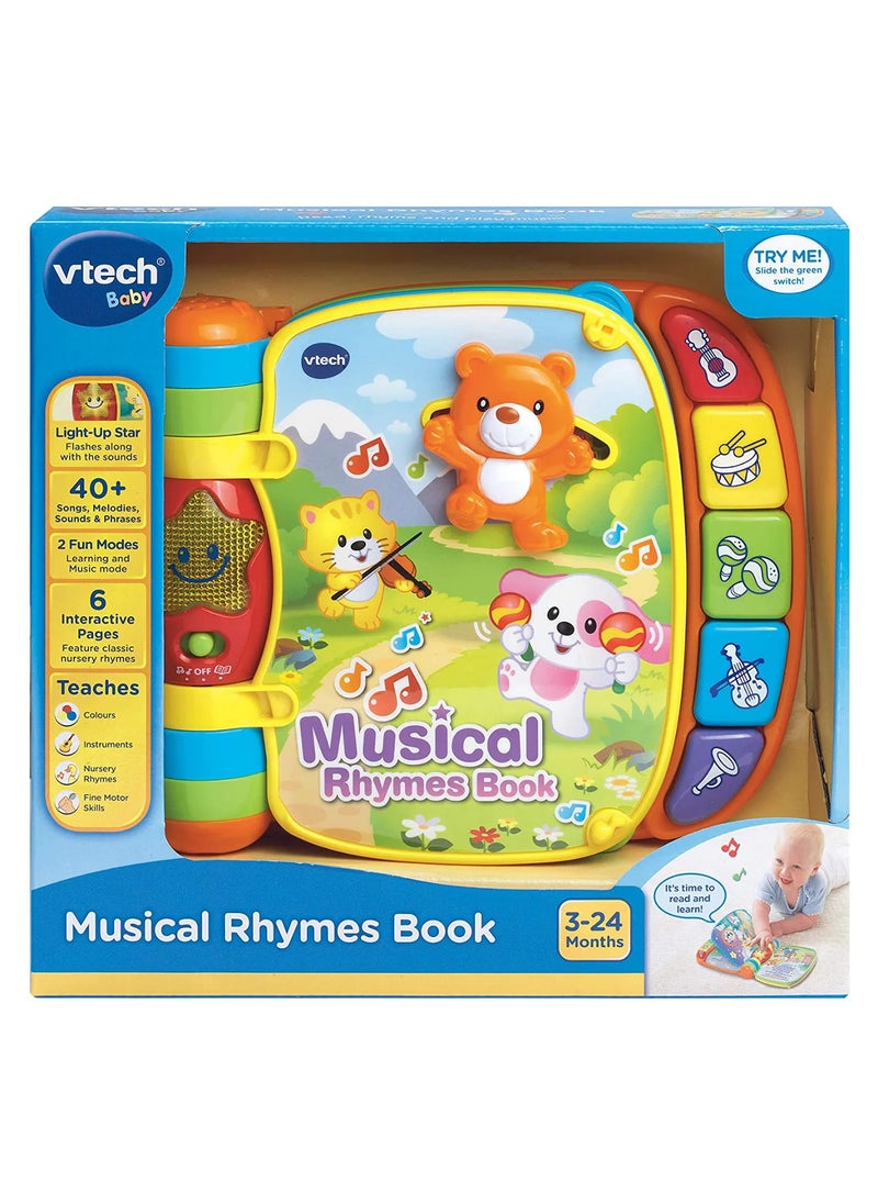 VTech Baby Musical Rhymes Book for Kids 3-24 Months, Interactive Sound & Music, Early Language Development, Durable Pages - Multicolour  - Image 2