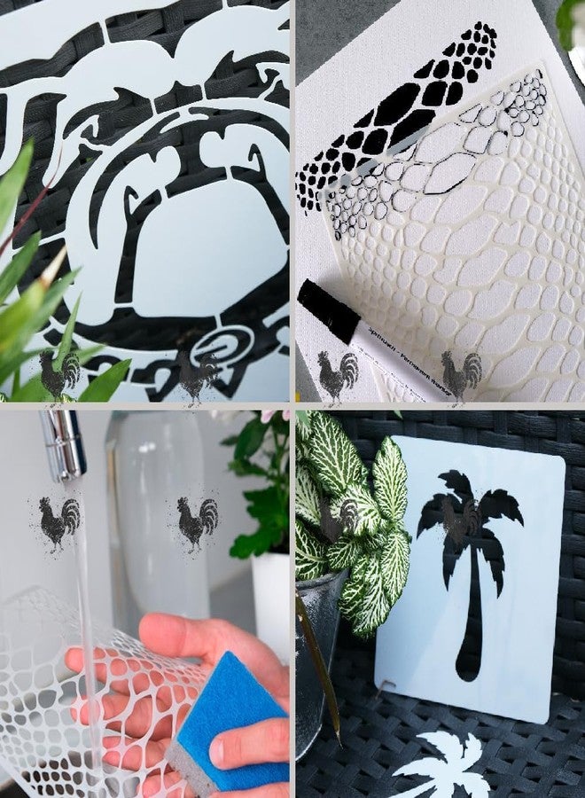 Lionx Farm Animal Stencil Set Chicken Cow Frog Bird Silhouette Templates Reusable 8.5 x 11 in Mylar Stencils for Painting Wood Signs Walls DIY Crafts (Cow) - Image 5