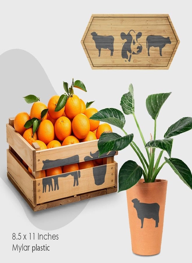 Lionx Farm Animal Stencil Set Chicken Cow Frog Bird Silhouette Templates Reusable 8.5 x 11 in Mylar Stencils for Painting Wood Signs Walls DIY Crafts (Cow) - Image 2