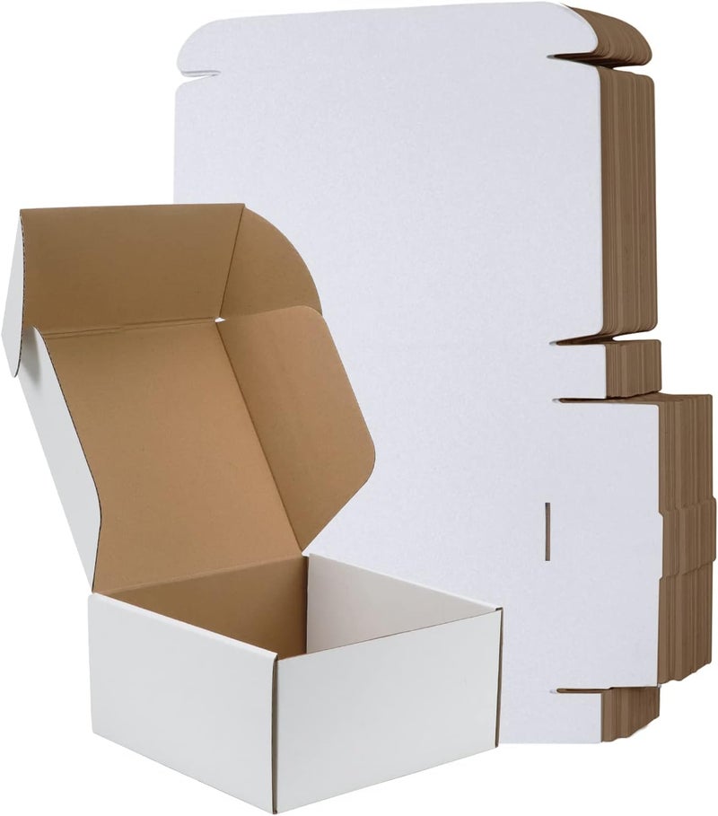 RLAVBL 8x8x4 Inches Shipping Boxes Set of 25, White Small Corrugated Cardboard Box, Mailer Boxes for Packing Small Business - Image 1