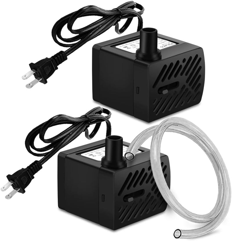 PULACO 2Pcs Mini Fountain Pump (50GPH 3W), Ultra Quiet Submersible Water Pump for Aquarium, Small Fish Tank, Pet Water Fountain, Tabletop Fountains, Water gardens and Hydroponic Systems - Image 1
