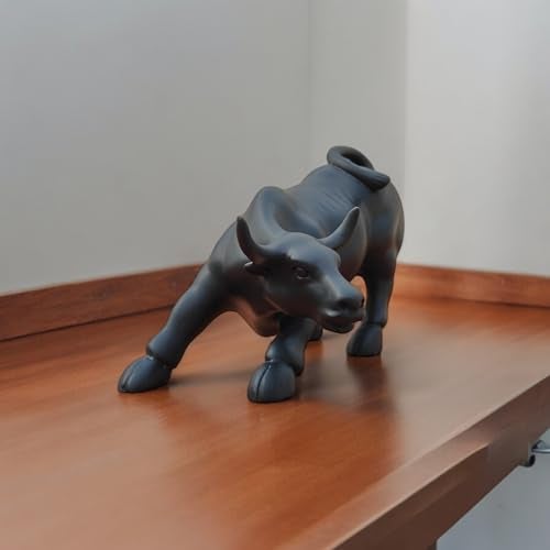 SkyKey Geometric Stock Market Bull Resin Figurine Perfect Decor for Home and Office (4", Black) - 1 Piece, Geometric - Image 2
