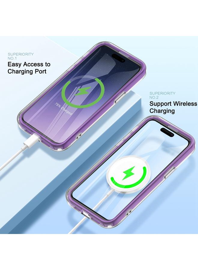 إيروريكس جراب هاتف Iphone 15 IMD Gradient Feather Pc Hybrid Tpu (أرجواني) - Image 2