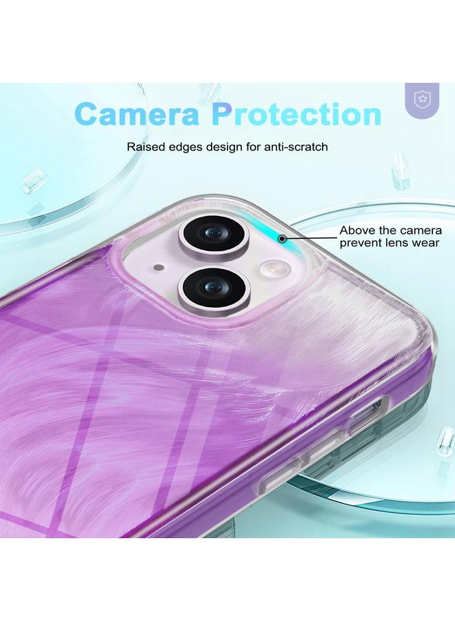 إيروريكس جراب هاتف Iphone 15 IMD Gradient Feather Pc Hybrid Tpu (أرجواني) - Image 4