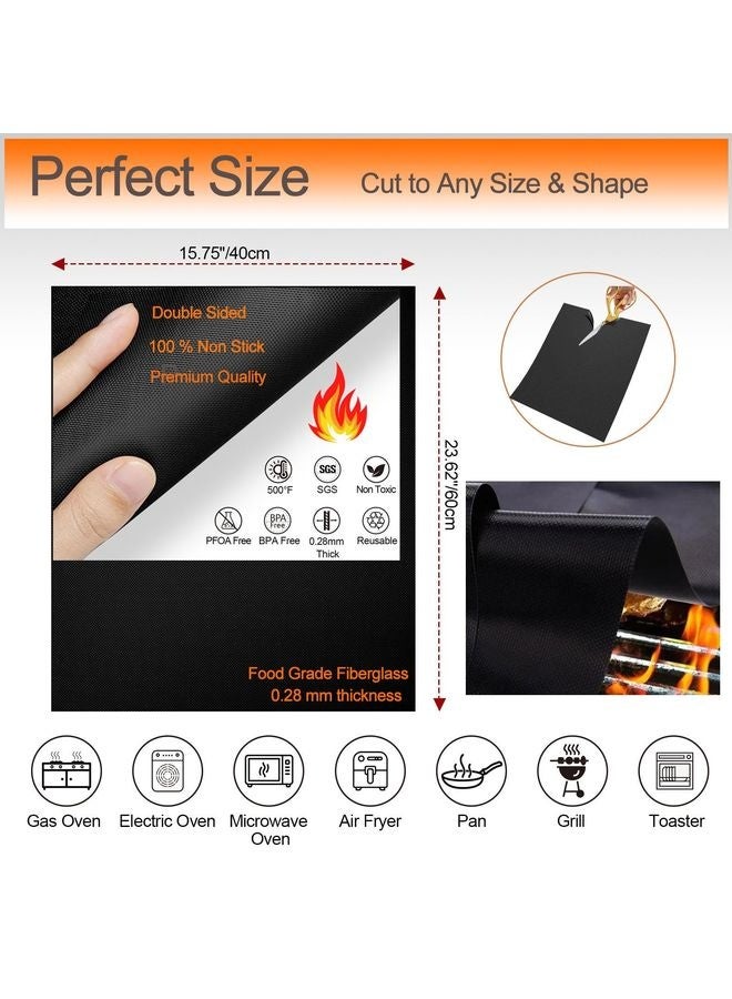 هومستر 3 حزمة بطانات أفران قاع الأفران، سميكة ثقيلة المهام غير ملصقة بالتيفلون ماتز، BPA وحمض البنتاديكافلوروكتانويك بطانات أفران قابلة لإعادة الاستخدام القاع من الأفران الكهربائية - Image 2