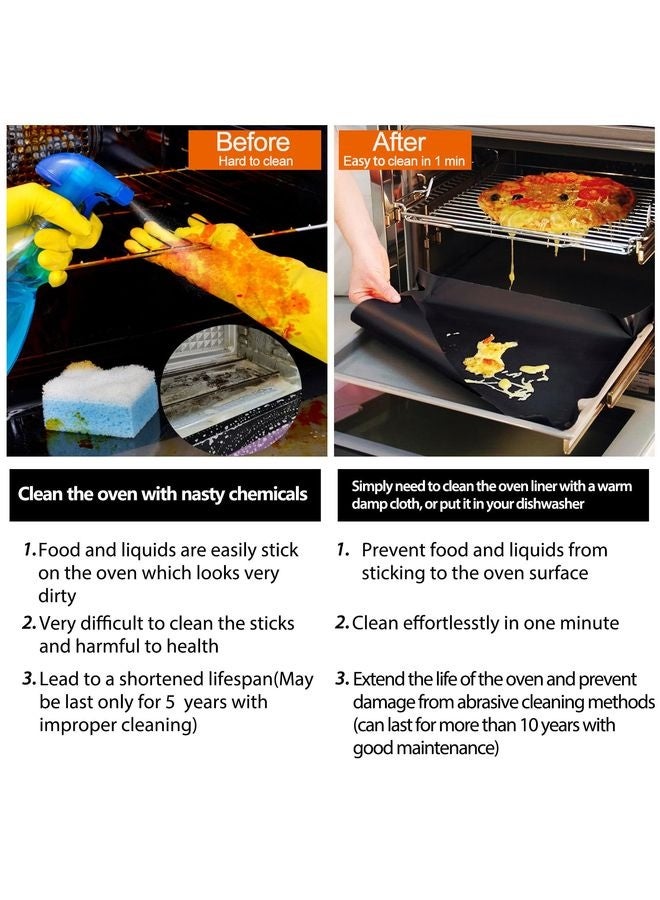 هومستر 3 حزمة بطانات أفران قاع الأفران، سميكة ثقيلة المهام غير ملصقة بالتيفلون ماتز، BPA وحمض البنتاديكافلوروكتانويك بطانات أفران قابلة لإعادة الاستخدام القاع من الأفران الكهربائية - Image 3