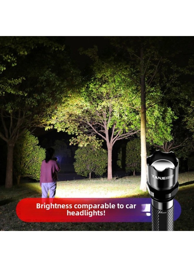 Generic Strong Light Soldier Flashlight Rechargeable Treasure Mini Student Home Self-defense Outdoor Super Bright Long-range Small Lamp Wholesale-Product Specifications:Black-strong Flashlight [5-year Warranty For Charging Cable]-[black-aluminum Alloy-super Bright-99 Hours]  - Image 4