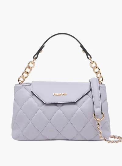 Paprika Women's Quilted Crossbody Bag with Chain Strap and Flap Button Closure