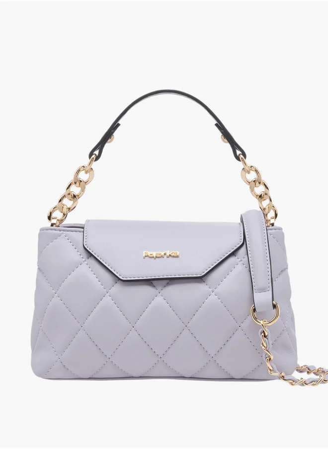 بابريكا Women's Quilted Crossbody Bag with Chain Strap and Flap Button Closure