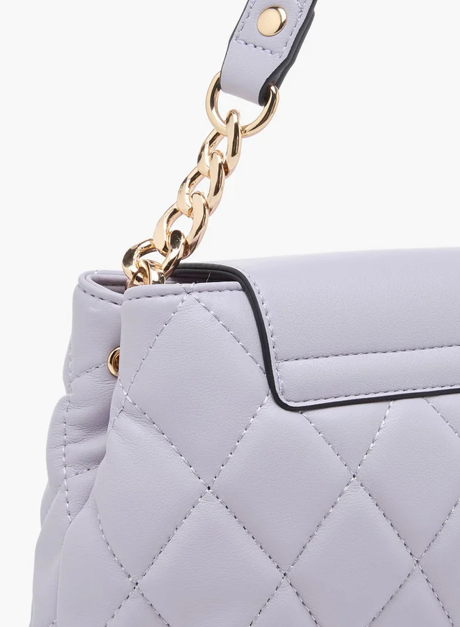 Paprika Women's Quilted Crossbody Bag with Chain Strap and Flap Button Closure
