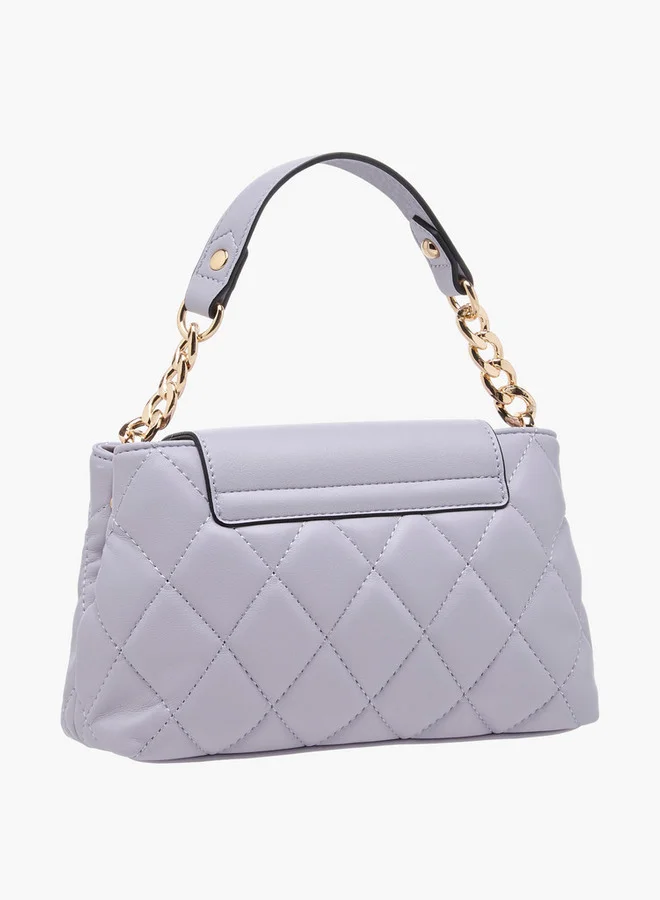 Paprika Women's Quilted Crossbody Bag with Chain Strap and Flap Button Closure