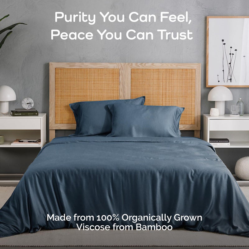 Bamtek - Duvet Cover Set - 100% Viscose Derived from Bamboo Duvet Cover Queen Size, 3 PC Luxury Cooling Duvet Cover for Hot Sleepers, Silky Buttery Soft Comforter Cover & 2 PC Queen Pillowcases, Storm - Image 2