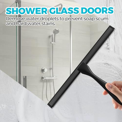 ALFLOD All-Purpose Shower Squeegee for Shower Doors, Tile Shower Walls, Bathroom, Window, Glass and Car Windshield, Mirrors and Kitchen-Stainless Steel, 11.8-Inch Black - Image 3