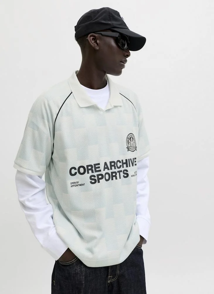 JACK & JONES Omphalodes AOP All Over Print Crew Neck Football T-Shirt for Men | Best Price UAE