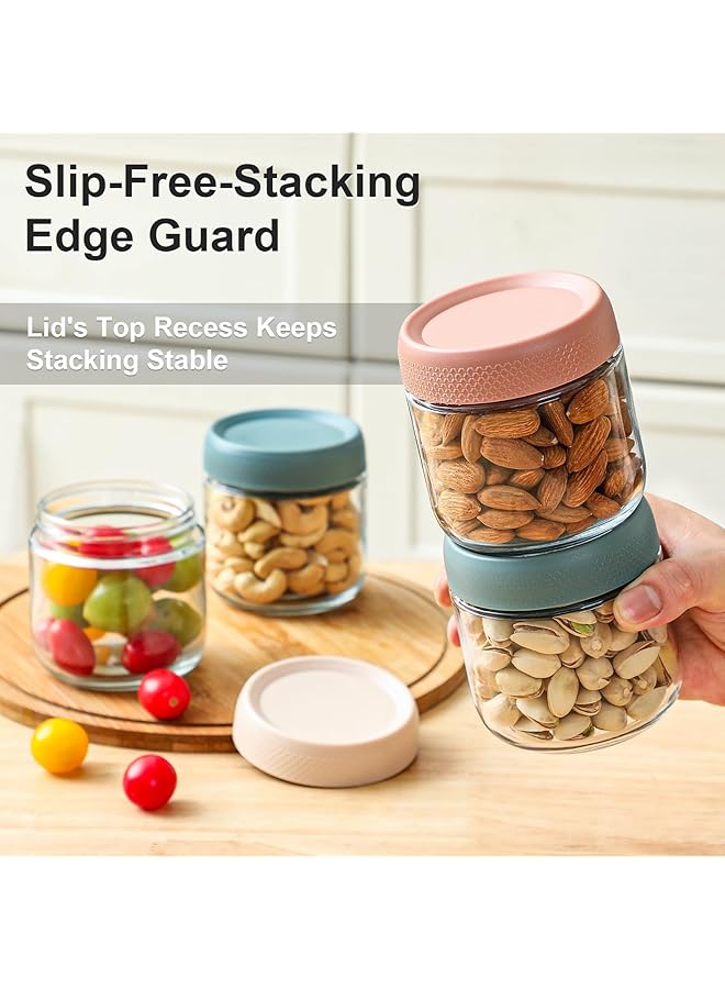 إكسفور برطمانات زجاجية سعة 10 أونصة بأغطية محكمة الإغلاق، عبوة من 3 برطمانات ماسون واسعة الفم لتخزين الشوفان طوال الليل، والسلطة، والوجبات الخفيفة، والزبادي، والتوابل، والسكر، وحاويات زجاجية لتخزين الطعام - Image 4