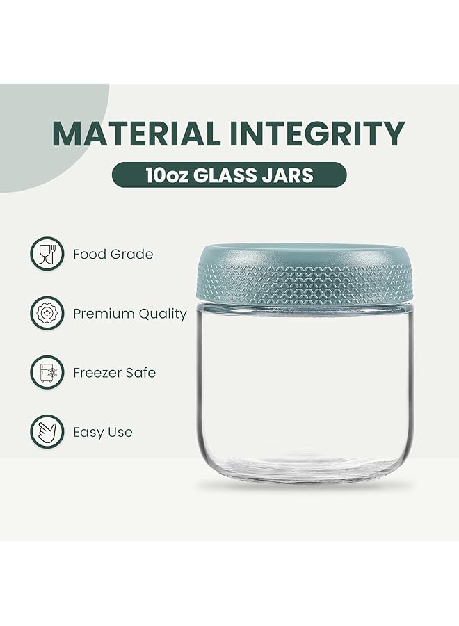 إكسفور برطمانات زجاجية سعة 10 أونصة بأغطية محكمة الإغلاق، عبوة من 3 برطمانات ماسون واسعة الفم لتخزين الشوفان طوال الليل، والسلطة، والوجبات الخفيفة، والزبادي، والتوابل، والسكر، وحاويات زجاجية لتخزين الطعام - Image 2