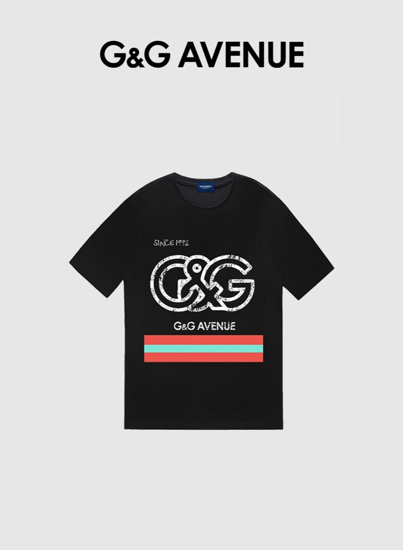 G&G AVENUE Neutral Cotton Fashion Top Black Oversized  Retro Regular Casual Vacation T-shirt Summer Fitness Sports T-shirt Comfortable Short sleeved Football Team Top  - Image 2
