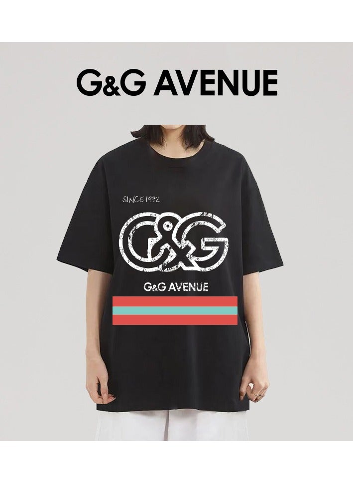 G&G AVENUE Neutral Cotton Fashion Top Black Oversized  Retro Regular Casual Vacation T-shirt Summer Fitness Sports T-shirt Comfortable Short sleeved Football Team Top  - Image 5
