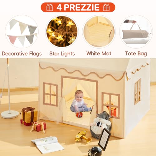 RongFa Playhouse Play Tent for KidsPortable with Padded Mat Star Lights Carry Bag Play Tent Indoor Outdoor Washable Kids Play House for Toddler - Image 5