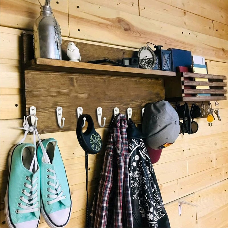 ZAYBOD 15-Pack Coat Hooks with 30 Screws | Heavy Duty Wall Mounted Hooks for Robe, Backpack, Keys & Entryway Storage | Multi-Use Hanging Hardware (White) - Image 2