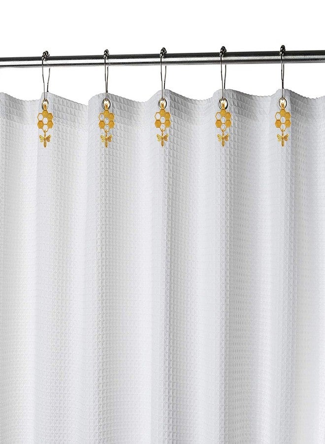 ZILucky Set of 12 Bee and Honeycomb Shower Curtain Hooks, Garden Insect Theme Decor, House Bathroom Decor Accessorie, Stainless Steel Ring Rustproof (Gold) - Image 3