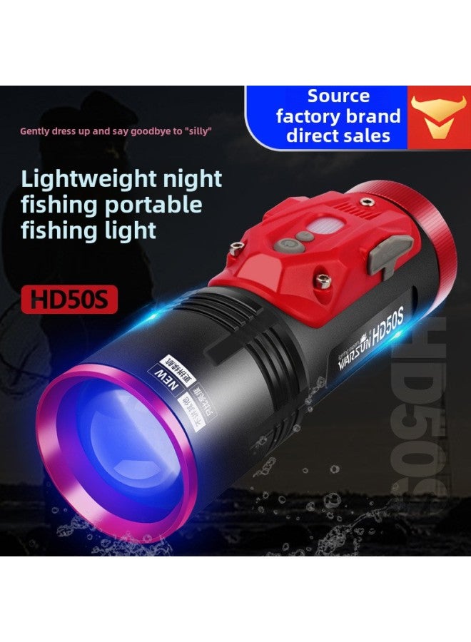 مصباح الصيد الليلي Wallson HD50S بأربعة مصادر ضوء عالية الطاقة وضوء أزرق قوي ومصباح سمكة وطاولة صيد ضوء بنفسجي مصباح صيد اللون: 【حزمة بطارية مزدوجة】 حزمة ترايبود 1.3 متر - Image 2