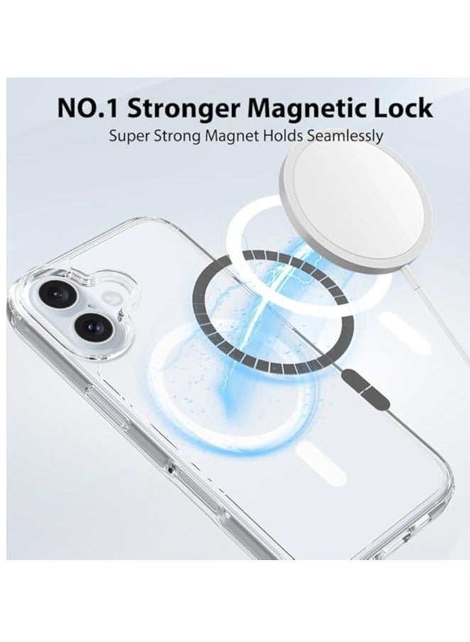 غطاء مغناطيسي شفاف لهاتف iPhone 16 Plus | متوافق مع Mag Safe | غطاء خلفي صلب شفاف واقٍ هجين | إطار سيليكون مقاوم للصدمات | غطاء شفاف رفيع لهاتف Apple iPhone 16 Plus - Image 2