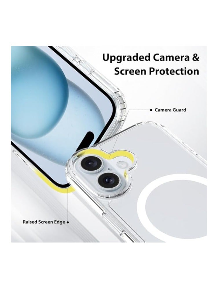 غطاء مغناطيسي شفاف لهاتف iPhone 16 Plus | متوافق مع Mag Safe | غطاء خلفي صلب شفاف واقٍ هجين | إطار سيليكون مقاوم للصدمات | غطاء شفاف رفيع لهاتف Apple iPhone 16 Plus - Image 3