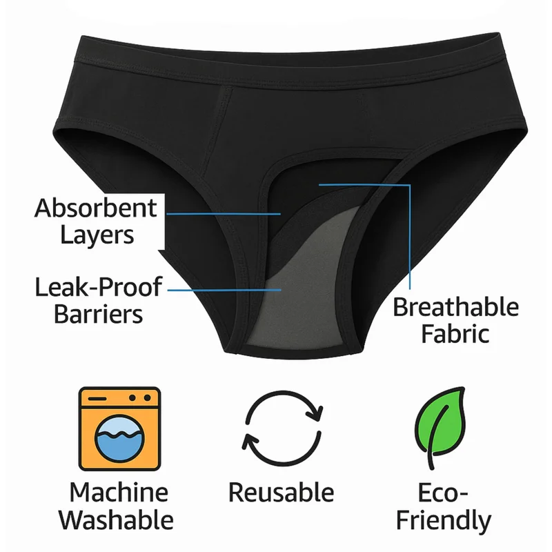 TUMMY Full Coverage Heavy Flow Reusable Period Panty for women - Pack of 3