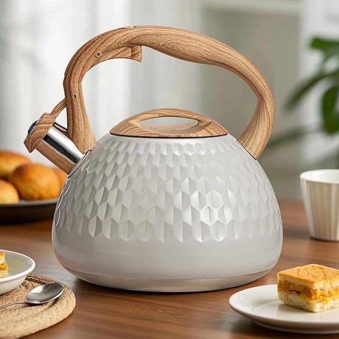 shoxil Tea Kettle 27 Quart With Wood Pattern Handle Loud Whistle Food Grade Stainless Steel Teapot AntiHot Handle And AntiRust Suitable For All Heat Sources - Image 4