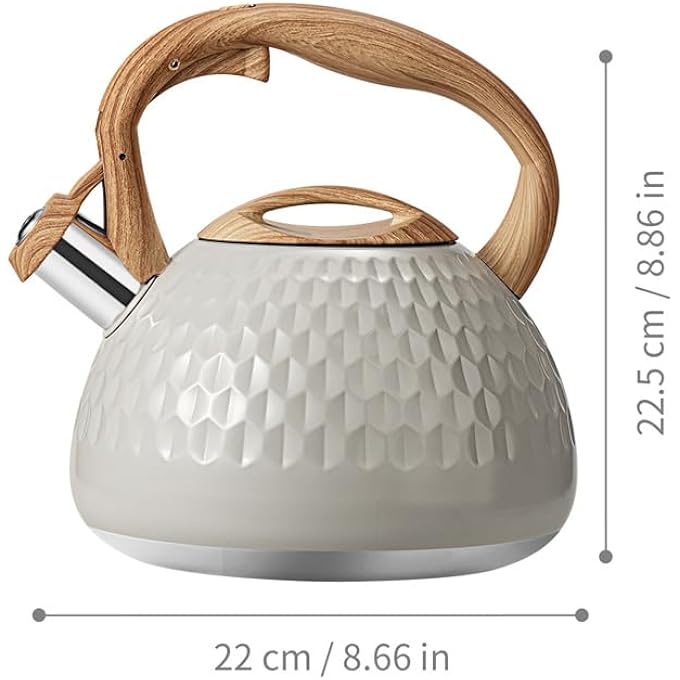 shoxil Tea Kettle 27 Quart With Wood Pattern Handle Loud Whistle Food Grade Stainless Steel Teapot AntiHot Handle And AntiRust Suitable For All Heat Sources - Image 3