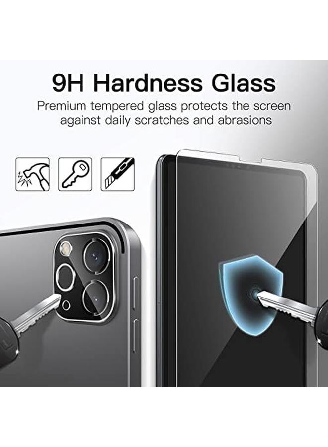 جي تيك واقي شاشة لجهاز ايباد برو 12.9 بوصة 2022 2021 2020 الجيل السادس والخامس والرابع مع واقي عدسة الكاميرا وفيلم زجاجي مقوى عالي الدقة مضاد للخدش ويدعم القلم ومعرف الوجه، عبوتان لكل منهما - Image 4