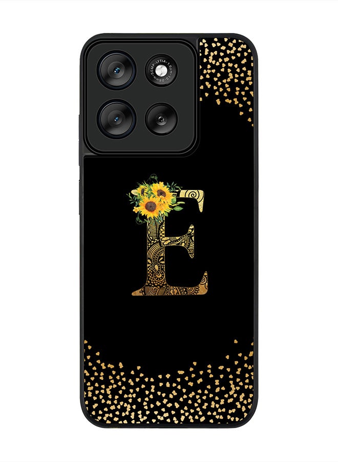 Stylizedd For Motorola Moto G56 Case,Slim fit Camera Protection, Shockproof Thin Phone cover  - Custom Floral Monogram - E ( Black ) - Image 1
