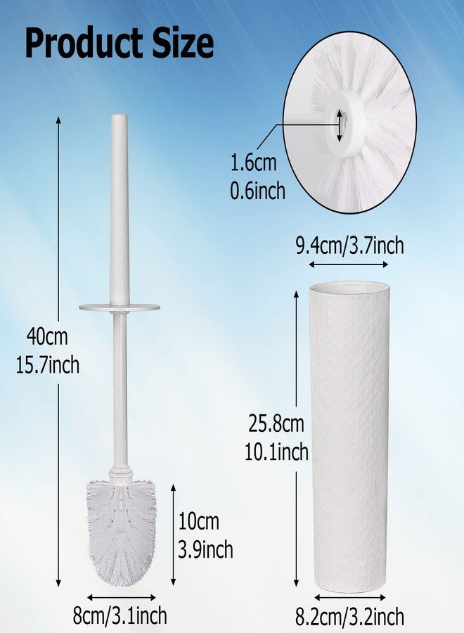 Topsky Toilet Brush & Holder Set, 2 Pack Plastic Round Barrel Loo Brush with 2 Replacement Heads, Durable for Bathroom, White - Image 2