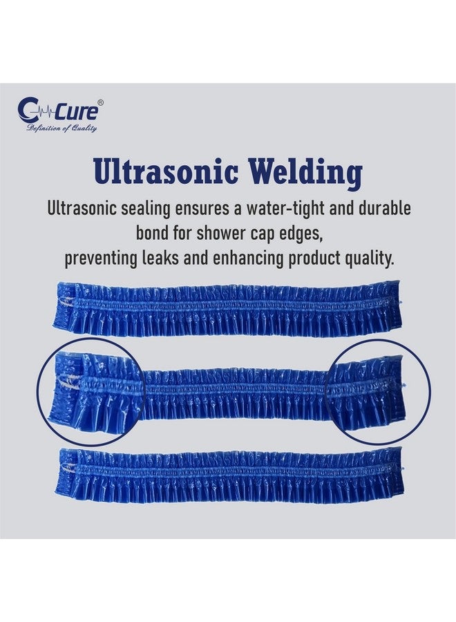 C-Cure Disposable Shower Cap |Waterproof Bath Cap for Women and Men |Size 18” Large, Keeps hair Dry, use and throw Shower Cap, for use at Home, Hotel, Hair Dye, Salon & Spa (Blue Pack of 100) - Image 2