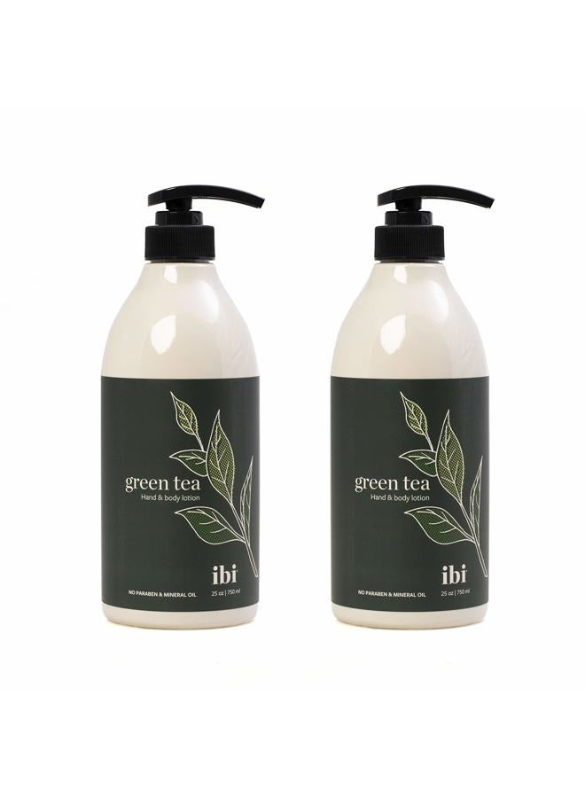 iBi Mineral Oil Free Moisture Hand and Body Lotion For Dry Skin with Green Tea 25.4 fl oz / 750ml, 2 bottle - Image 1