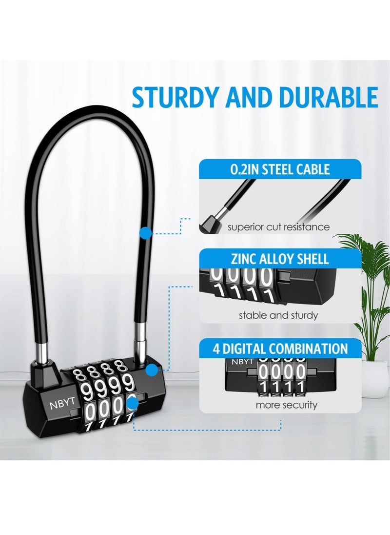 Generic - Heavy Duty Combination Lock, 3.5 Inch Waterproof Long Shackle Gate Lock, 4 Wheel Combination Padlock, Suitable for Home, Toolbox, School & Garage - Image 1