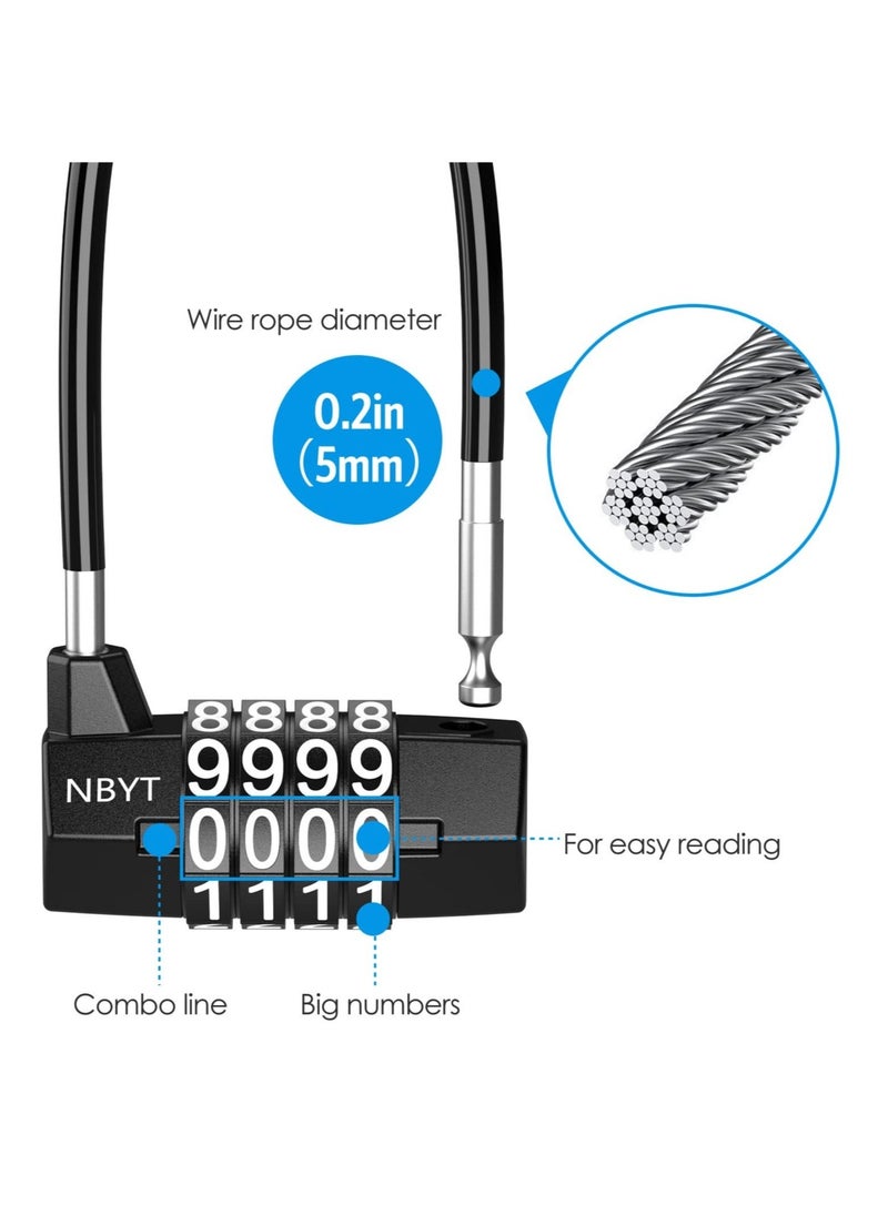 Generic - Heavy Duty Combination Lock, 3.5 Inch Waterproof Long Shackle Gate Lock, 4 Wheel Combination Padlock, Suitable for Home, Toolbox, School & Garage - Image 1