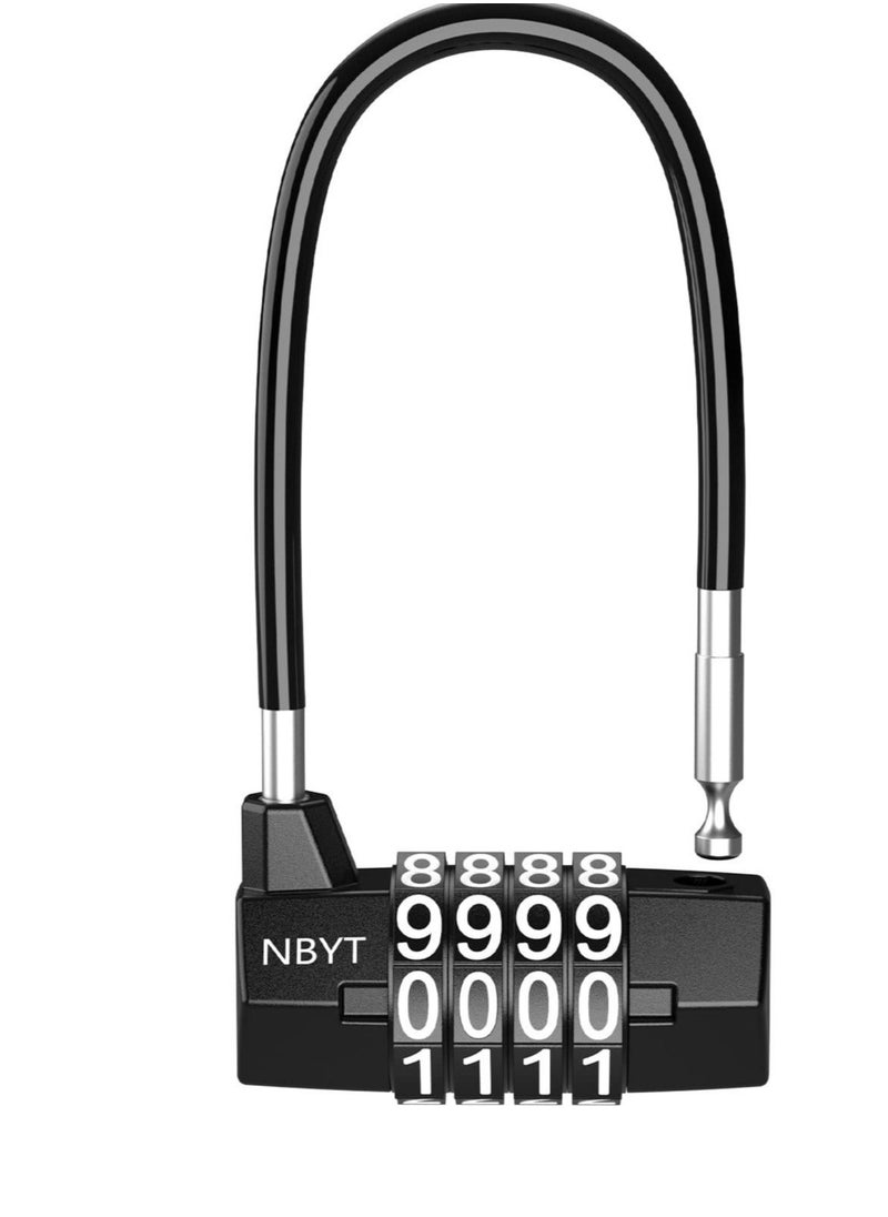 Generic - Heavy Duty Combination Lock, 3.5 Inch Waterproof Long Shackle Gate Lock, 4 Wheel Combination Padlock, Suitable for Home, Toolbox, School & Garage - Image 1