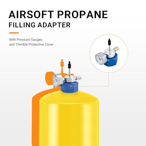Elecbee Airsoft Propane Filling Adapter with Pressure Gauges and Thimble Protective Cover for Green Gas Propane Camping TankReusable Non Leaking Gas Refill Adapter Cans Tank Coupler for Outdoor Hiking - Image 3