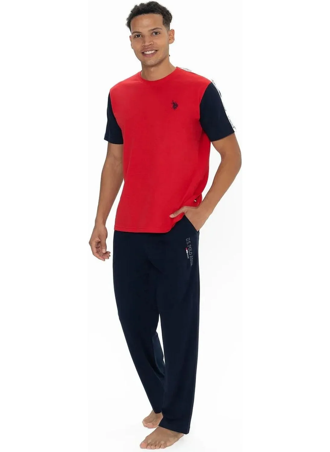 U.S. Polo Assn. 18898 Men's Short Sleeve Crew Neck Pajama Set-Red