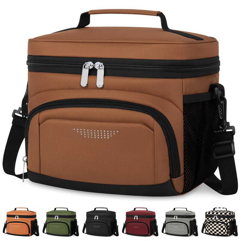 Vankor Insulated Lunch Bag for Men Women, Reusable Lunch Box Leakproof Cooler Lunch Tote Bag with Adjustable Shoulder Strap for Work Office Picnic Beach Travel, Coffee - Image 1