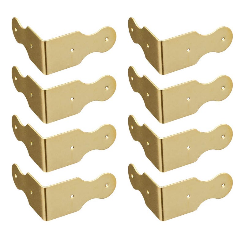 Tiazza 8Pcs Pure Brass Box Corner Protector Corner Braces Hardware Desk Edge Right Angle Guards Wood Jewelry Box Photo Frame Accessories Gold