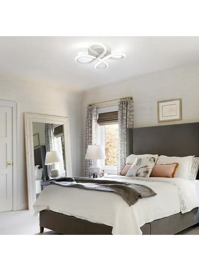 White Modern LED Ceiling Light Dimmable Semi Flush Mount Fixture For Living Room Bedroom - Image 3