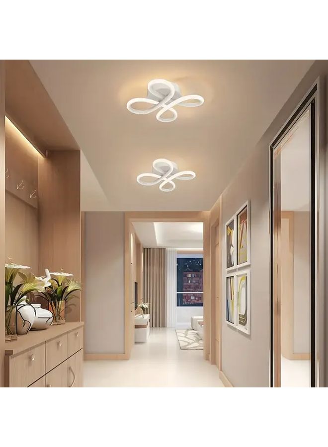 White Modern LED Ceiling Light Dimmable Semi Flush Mount Fixture For Living Room Bedroom - Image 1