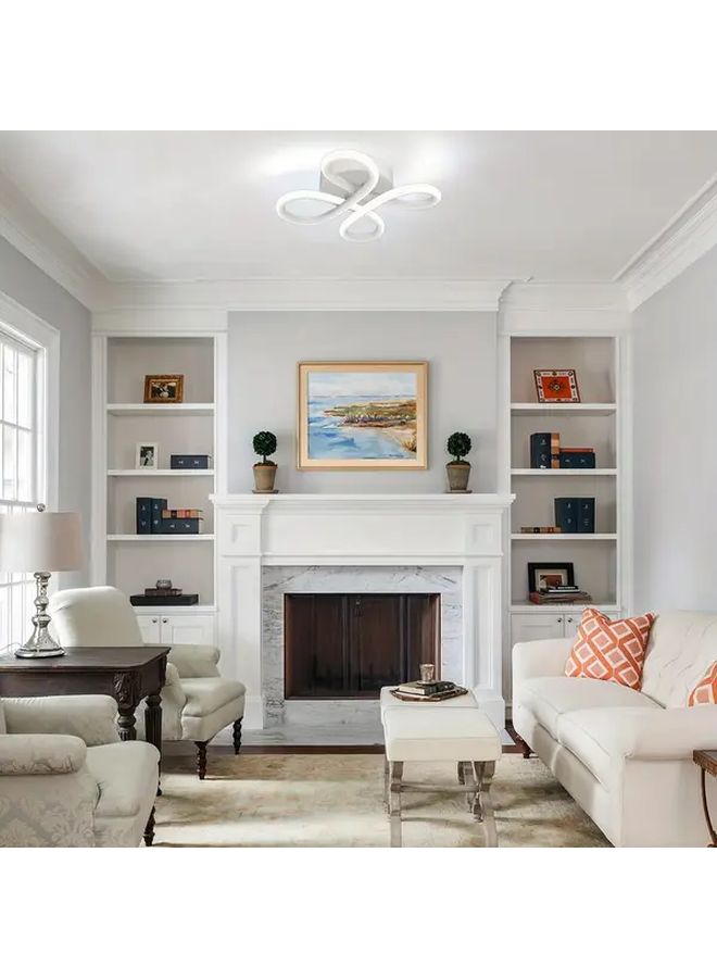 White Modern LED Ceiling Light Dimmable Semi Flush Mount Fixture For Living Room Bedroom - Image 4