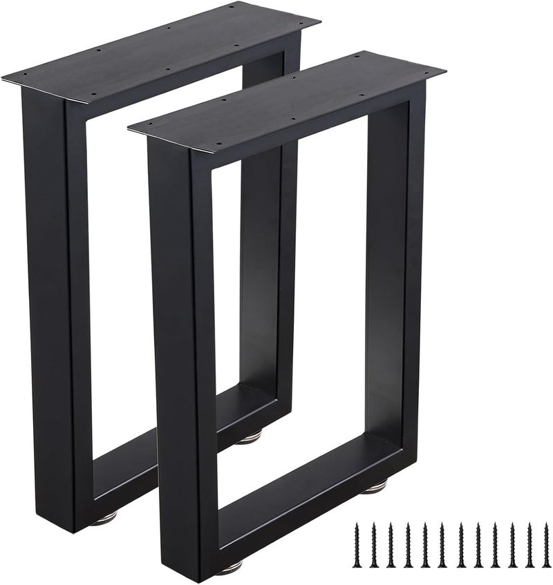 ALLCOS Bench Legs 16 Inch Metal Coffee Table Legs Heavy Duty Furniture Desk Chair Legs, Set of 2, Black - Image 1