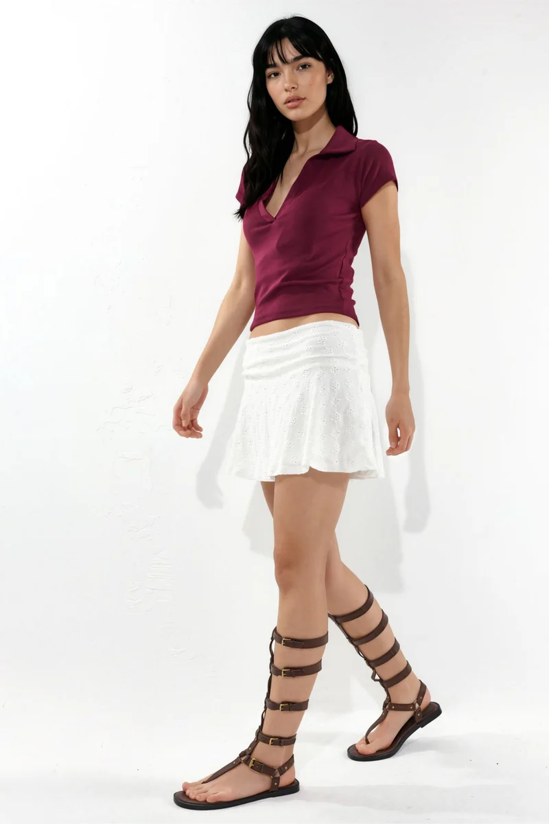 Busem White BUSEM Textured High-waist Mini Skirt for Women | Best Price UAE